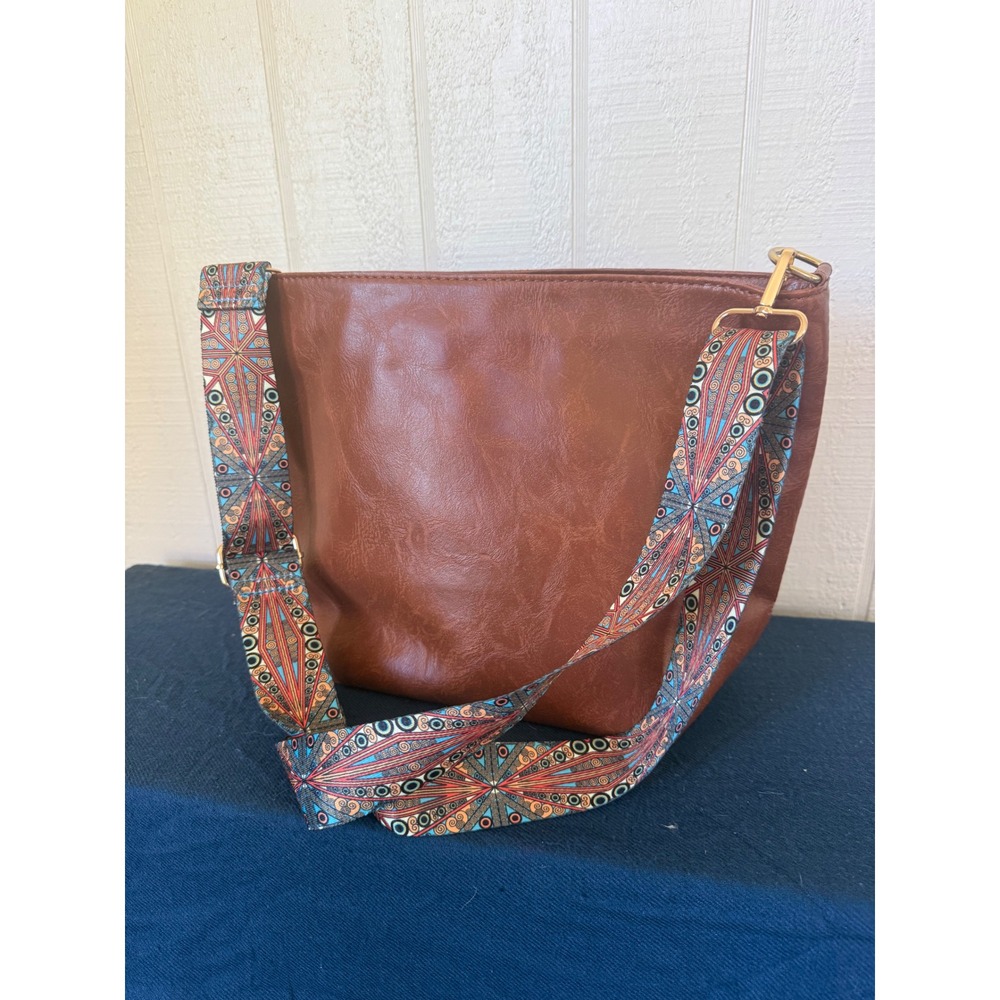 Boutique western Hobo Bag with Geometric Guitar Strap Crossbody Bucket Bag